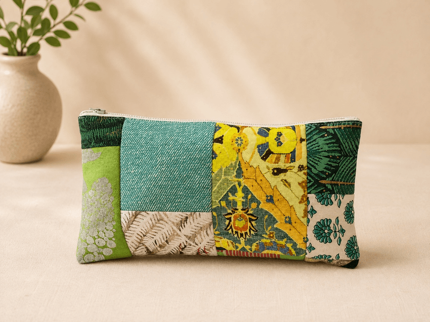 Alternate side of the block printed pouch