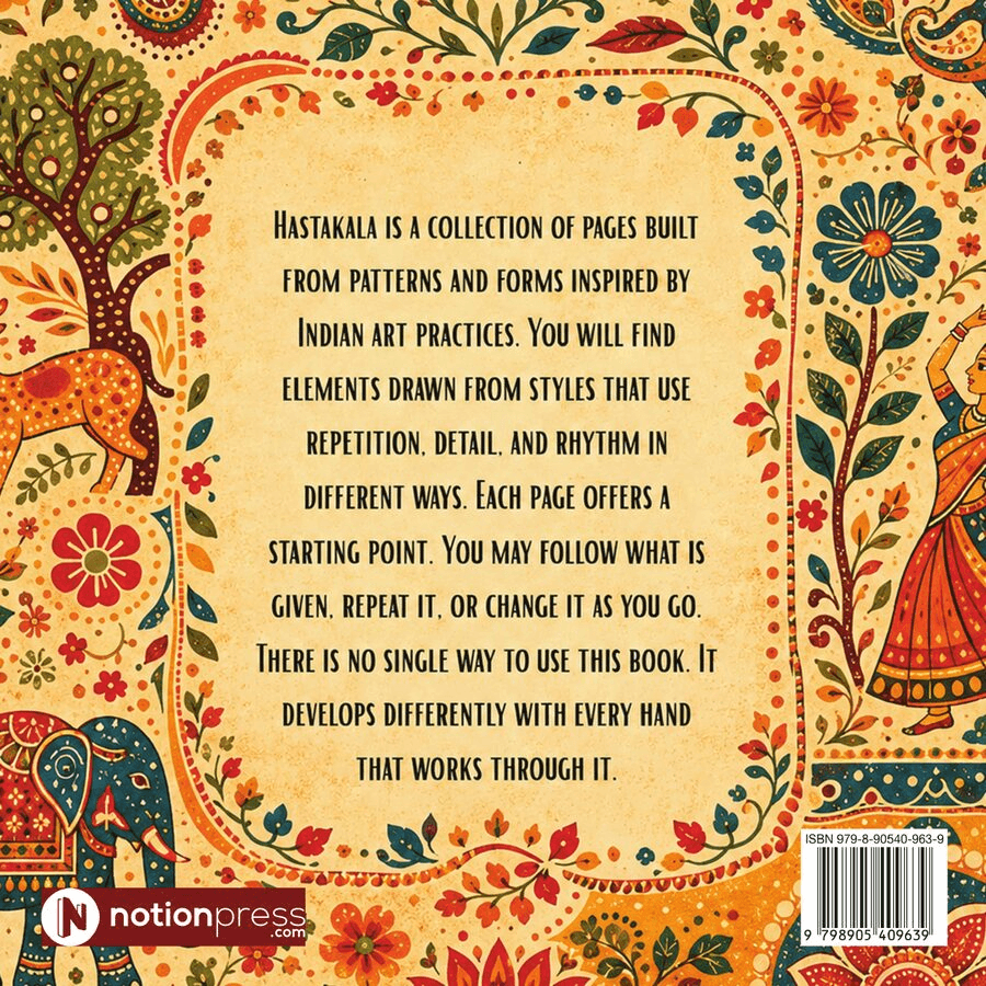 Back cover of the Hasta Kalā workbook
