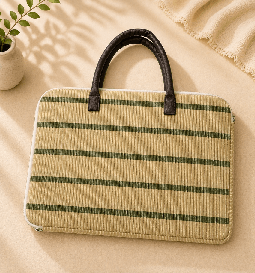Striped reverse of the Kangra painting laptop bag
